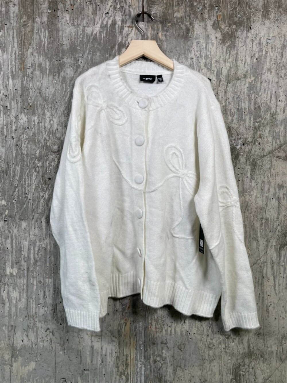RD STYLE Women's Bow Embroidered Cropped Cardigan Size 2X
